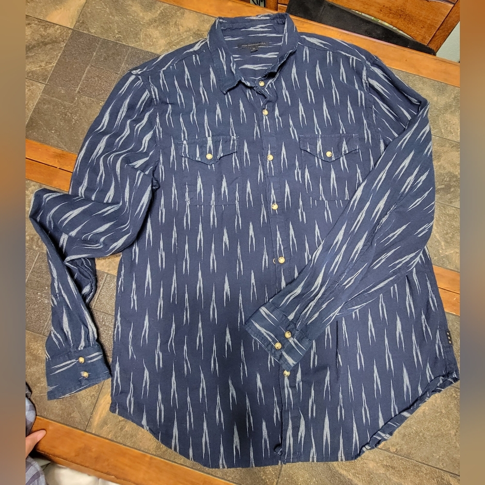 John Varvatos Navy‎ and White Patterned Shirt